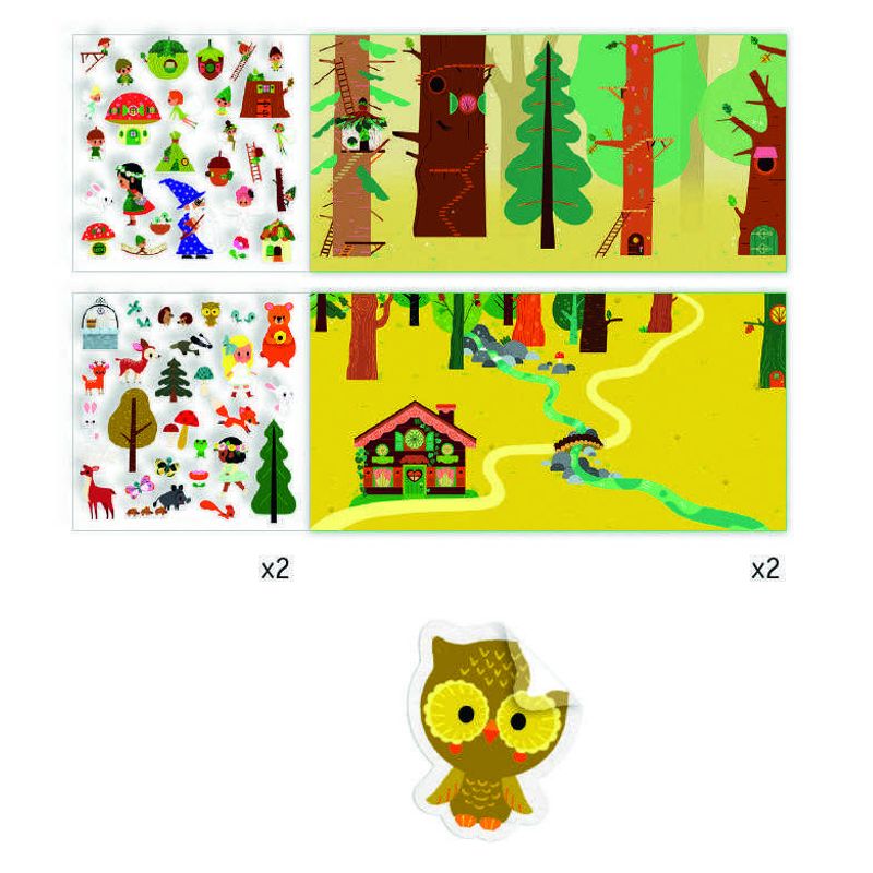 Carti si Birotica - Rechizite - Abtibilduri - Planse cu abtibilduri repozitionabile Padurea fermecata, Djeco - Infinity.ro