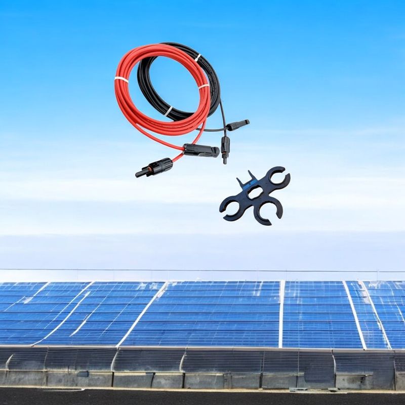 Casa si Gradina - Electrice - Panouri solare si accesorii - Accesorii panouri solare - Set cablu fotovoltaic, sectiune 6mm2, conectori MC4, rosu, negru, 2x20 m si cheie montaj conectori tip MC4, NP4, H4 - Infinity.ro