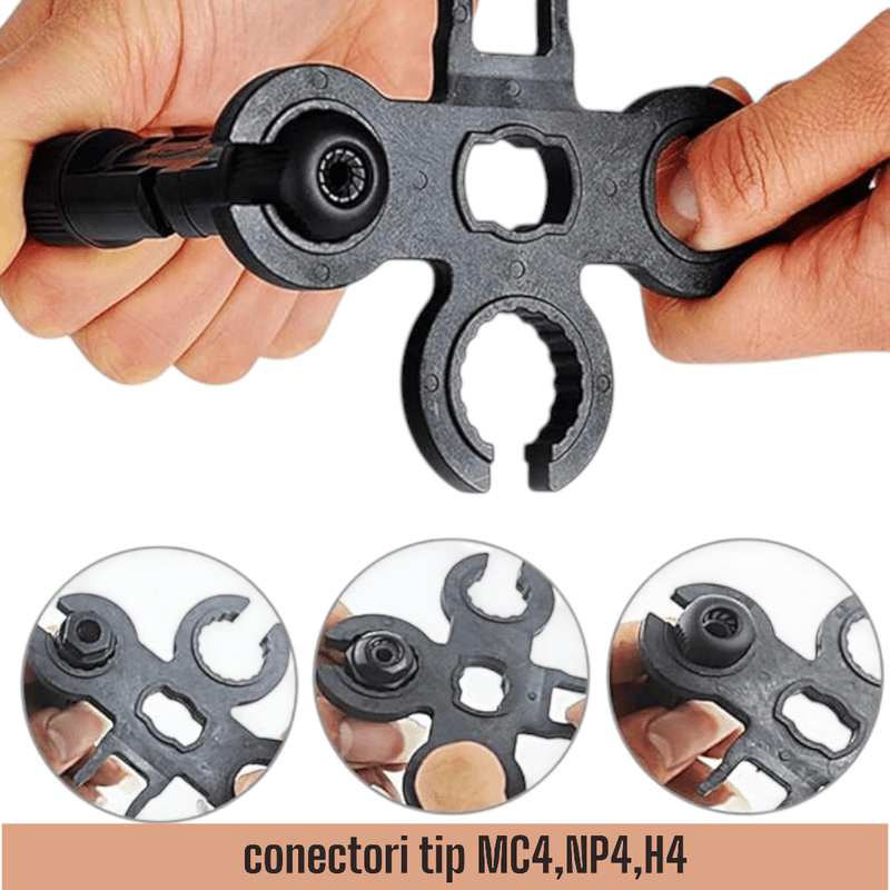 Casa si Gradina - Electrice - Panouri solare si accesorii - Accesorii panouri solare - Set cablu fotovoltaic, sectiune 6mm2, conectori MC4, rosu, negru, 2x4 m si cheie montaj conectori tip MC4, NP4, H4 - Infinity.ro