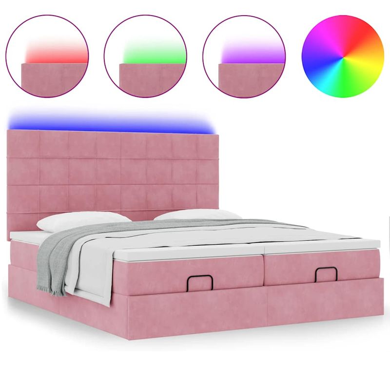 Casa si Gradina - Mobilier - Paturi si accesorii - Paturi - Cadru de pat otoman cu saltele Roz 180x200cm catifea - Infinity.ro