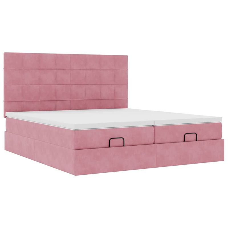 Casa si Gradina - Mobilier - Paturi si accesorii - Paturi - Cadru de pat otoman cu saltele Roz 180x200cm catifea - Infinity.ro
