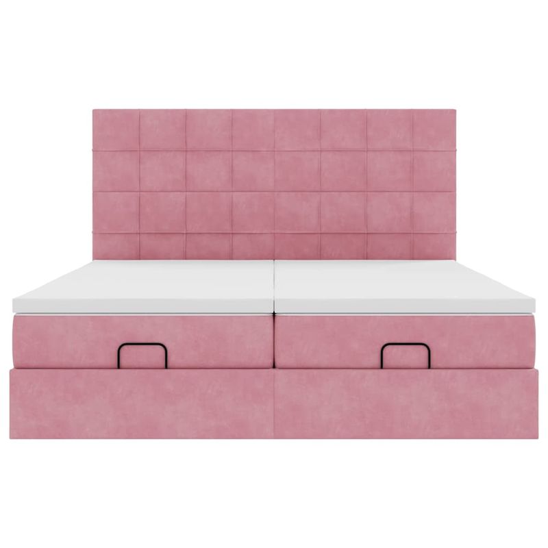 Casa si Gradina - Mobilier - Paturi si accesorii - Paturi - Cadru de pat otoman cu saltele Roz 180x200cm catifea - Infinity.ro
