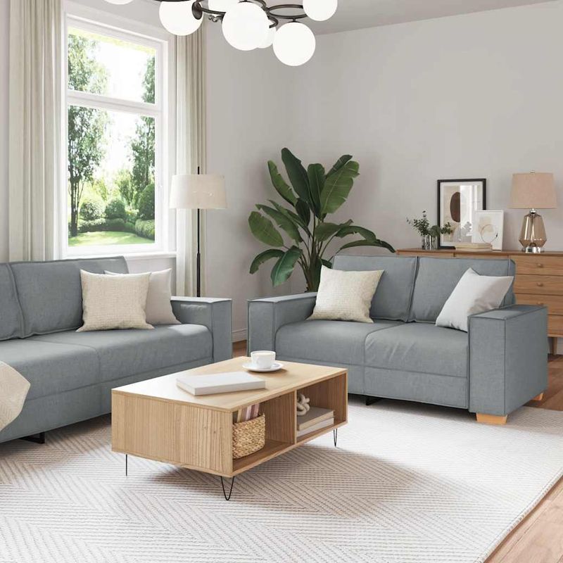 Casa si Gradina - Mobilier - Seturi de mobilier - Seturi living - Set de canapele cu perne, 2 piese, gri deschis, textil - Infinity.ro