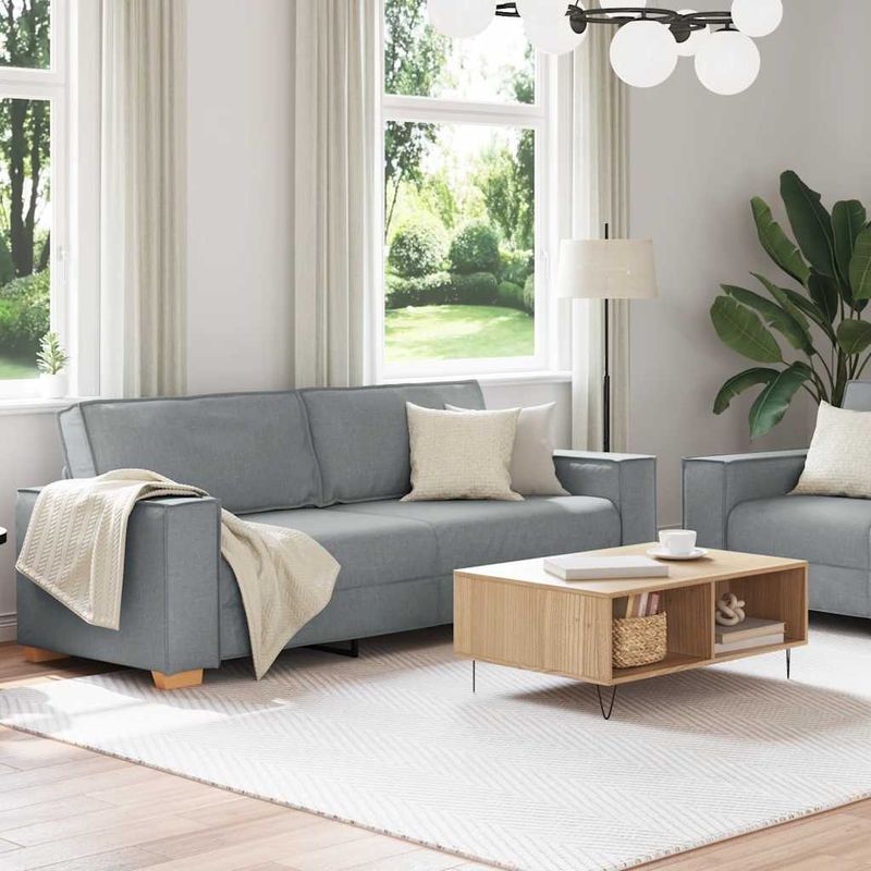Casa si Gradina - Mobilier - Seturi de mobilier - Seturi living - Set de canapele cu perne, 2 piese, gri deschis, textil - Infinity.ro