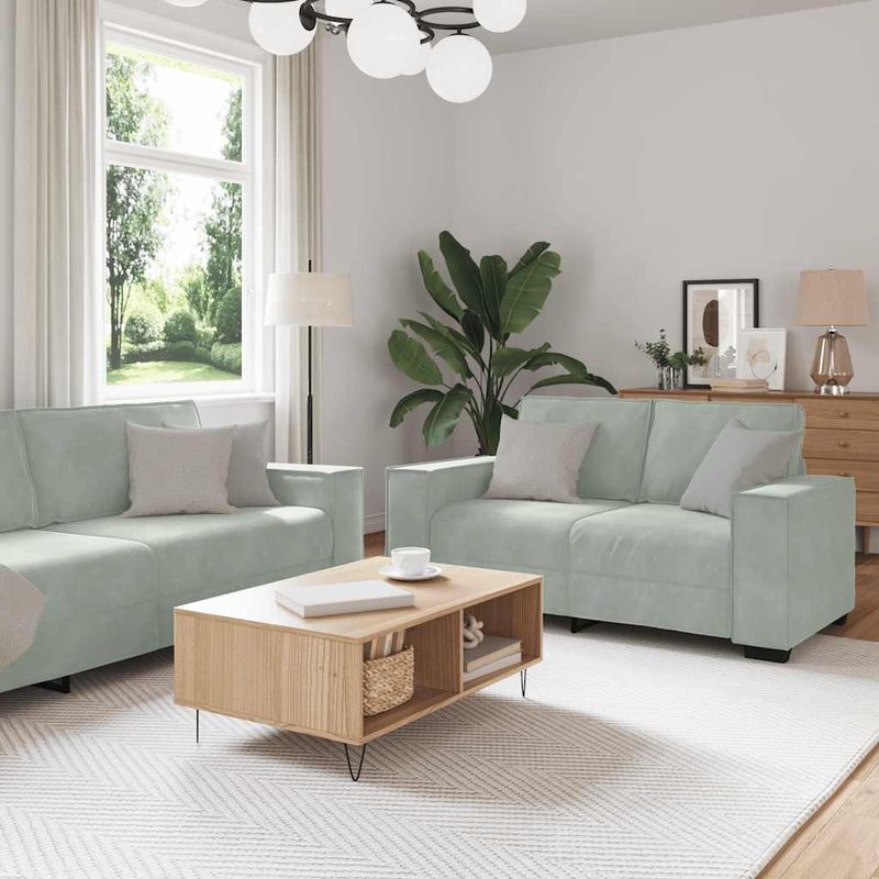 Casa si Gradina - Mobilier - Seturi de mobilier - Seturi living - Set de canapele cu perne, 2 piese, gri deschis, catifea - Infinity.ro