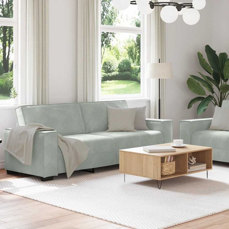 Casa si Gradina - Mobilier - Seturi de mobilier - Seturi living - Set de canapele cu perne, 2 piese, gri deschis, catifea - Infinity.ro