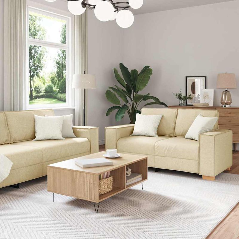 Casa si Gradina - Mobilier - Seturi de mobilier - Seturi living - Set de canapele cu perne, 2 piese, crem, textil - Infinity.ro