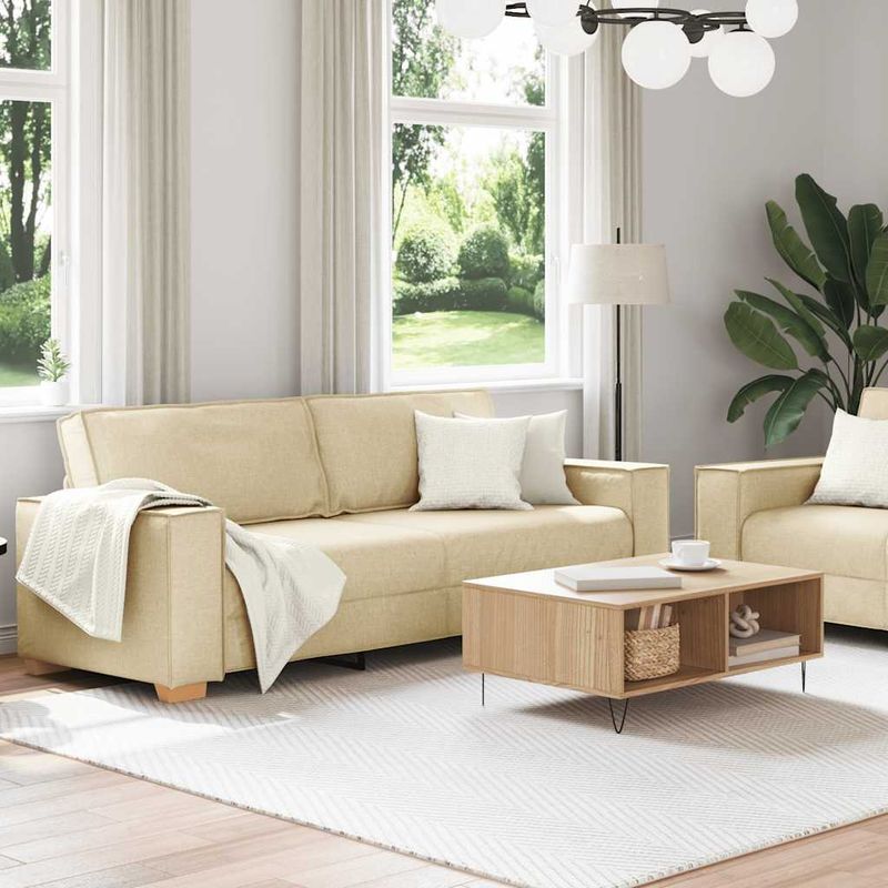 Casa si Gradina - Mobilier - Seturi de mobilier - Seturi living - Set de canapele cu perne, 2 piese, crem, textil - Infinity.ro