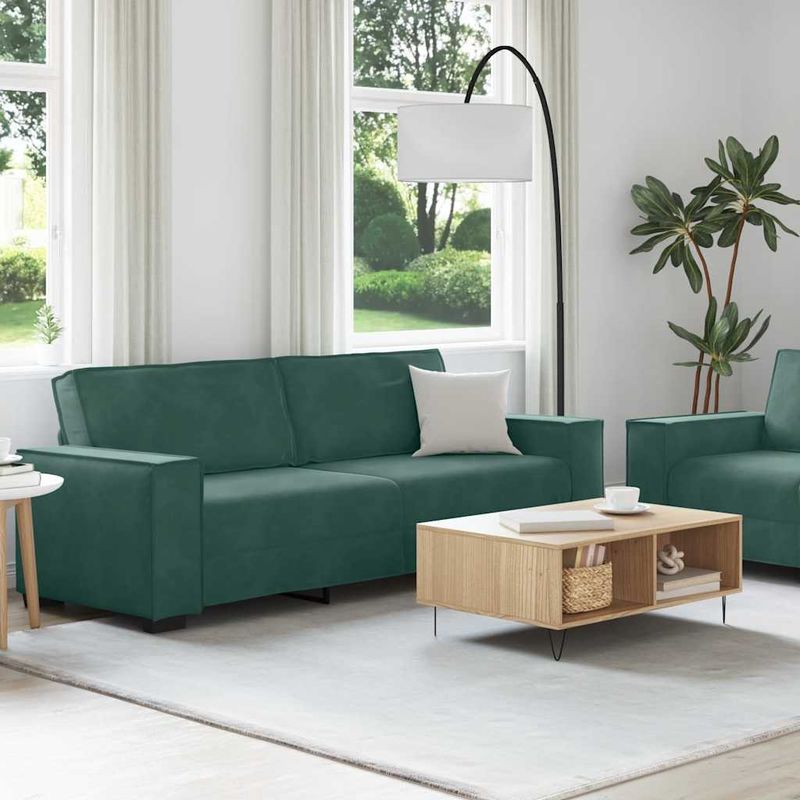 Casa si Gradina - Mobilier - Seturi de mobilier - Seturi living - Set de canapele cu perne, 2 piese, verde inchis, catifea - Infinity.ro