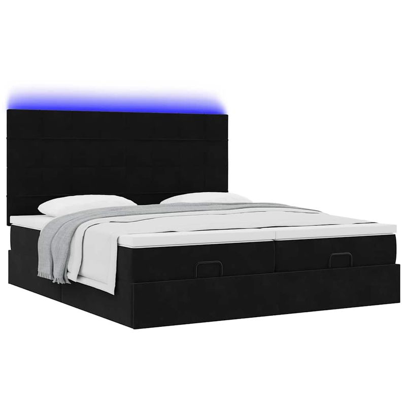 Casa si Gradina - Mobilier - Paturi si accesorii - Paturi - Cadru de pat otoman cu saltele, catifea neagra 180x200cm - Infinity.ro