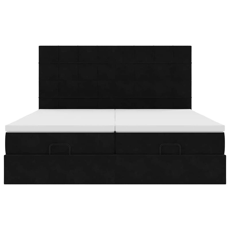 Casa si Gradina - Mobilier - Paturi si accesorii - Paturi - Cadru de pat otoman cu saltele, catifea neagra 180x200cm - Infinity.ro