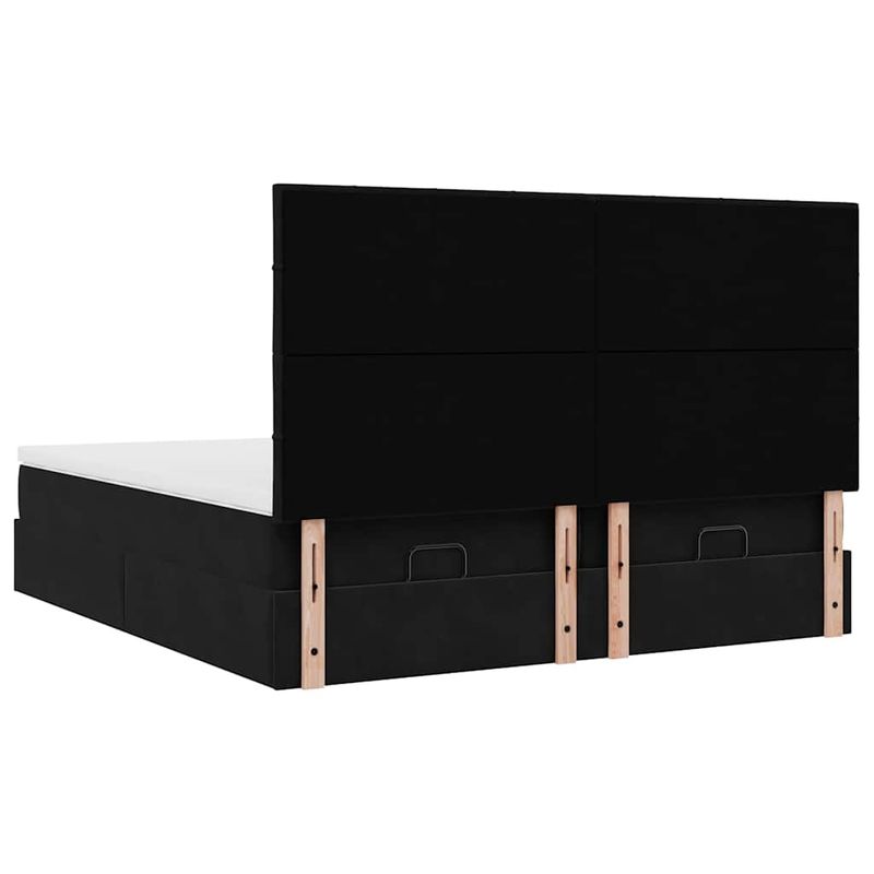 Casa si Gradina - Mobilier - Paturi si accesorii - Paturi - Cadru de pat otoman cu saltele, catifea neagra 180x200cm - Infinity.ro