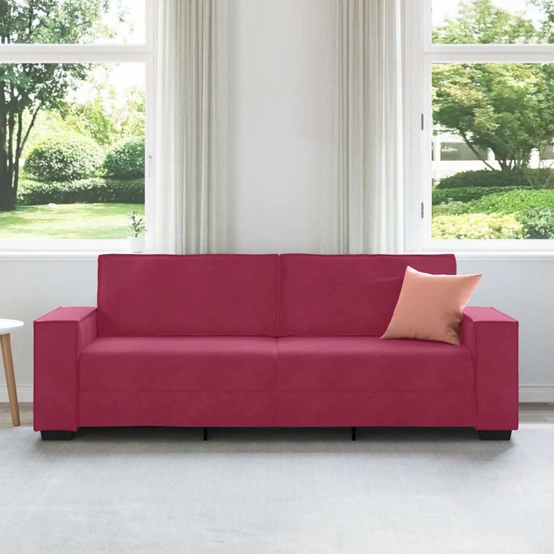 Casa si Gradina/Mobilier/Canapele si coltare/Canapele - Canapea cu 3 locuri, rosu vin, 180 cm, material catifea - Infinity.ro