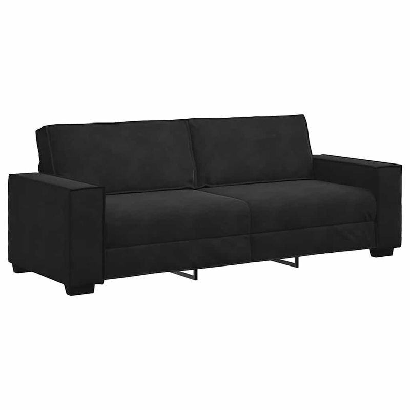 Casa si Gradina - Mobilier - Seturi de mobilier - Seturi living - Set de canapele cu perne, 3 piese, negru, catifea - Infinity.ro