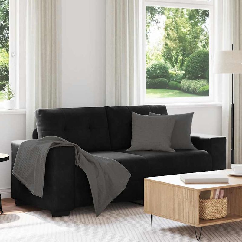 Casa si Gradina - Mobilier - Canapele si coltare - Canapele - Canapea loveseat neagra 140 cm catifea - Infinity.ro