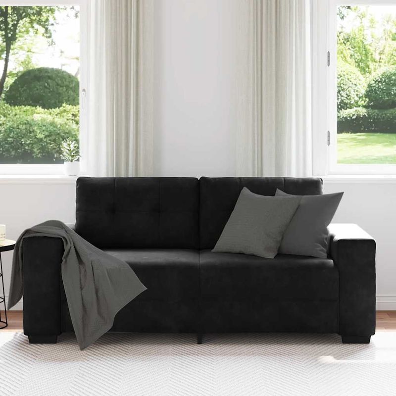 Casa si Gradina - Mobilier - Canapele si coltare - Canapele - Canapea loveseat neagra 140 cm catifea - Infinity.ro