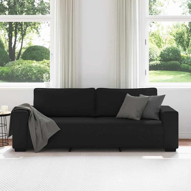 Casa si Gradina/Mobilier/Canapele si coltare/Canapele - Canapea cu 3 locuri, neagra, 180 cm, material textil - Infinity.ro