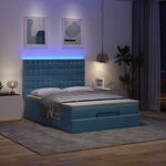 Casa si Gradina - Mobilier - Paturi si accesorii - Paturi - Cadru pat otoman cu saltele Albastru inchis 140x200cm catifea - Infinity.ro
