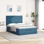 Casa si Gradina - Mobilier - Paturi si accesorii - Paturi - Cadru pat otoman cu saltele Albastru inchis 140x200cm catifea - Infinity.ro