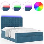 Casa si Gradina - Mobilier - Paturi si accesorii - Paturi - Cadru pat otoman cu saltele Albastru inchis 140x200cm catifea - Infinity.ro