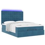 Casa si Gradina - Mobilier - Paturi si accesorii - Paturi - Cadru pat otoman cu saltele Albastru inchis 140x200cm catifea - Infinity.ro