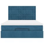 Casa si Gradina - Mobilier - Paturi si accesorii - Paturi - Cadru pat otoman cu saltele Albastru inchis 140x200cm catifea - Infinity.ro