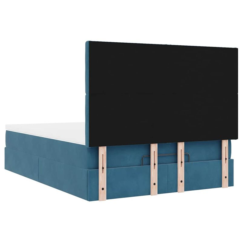 Casa si Gradina - Mobilier - Paturi si accesorii - Paturi - Cadru pat otoman cu saltele Albastru inchis 140x200cm catifea - Infinity.ro