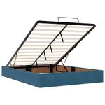 Casa si Gradina - Mobilier - Paturi si accesorii - Paturi - Cadru pat otoman cu saltele Albastru inchis 140x200cm catifea - Infinity.ro