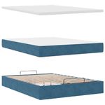 Casa si Gradina - Mobilier - Paturi si accesorii - Paturi - Cadru pat otoman cu saltele Albastru inchis 140x200cm catifea - Infinity.ro