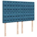Casa si Gradina - Mobilier - Paturi si accesorii - Paturi - Cadru pat otoman cu saltele Albastru inchis 140x200cm catifea - Infinity.ro