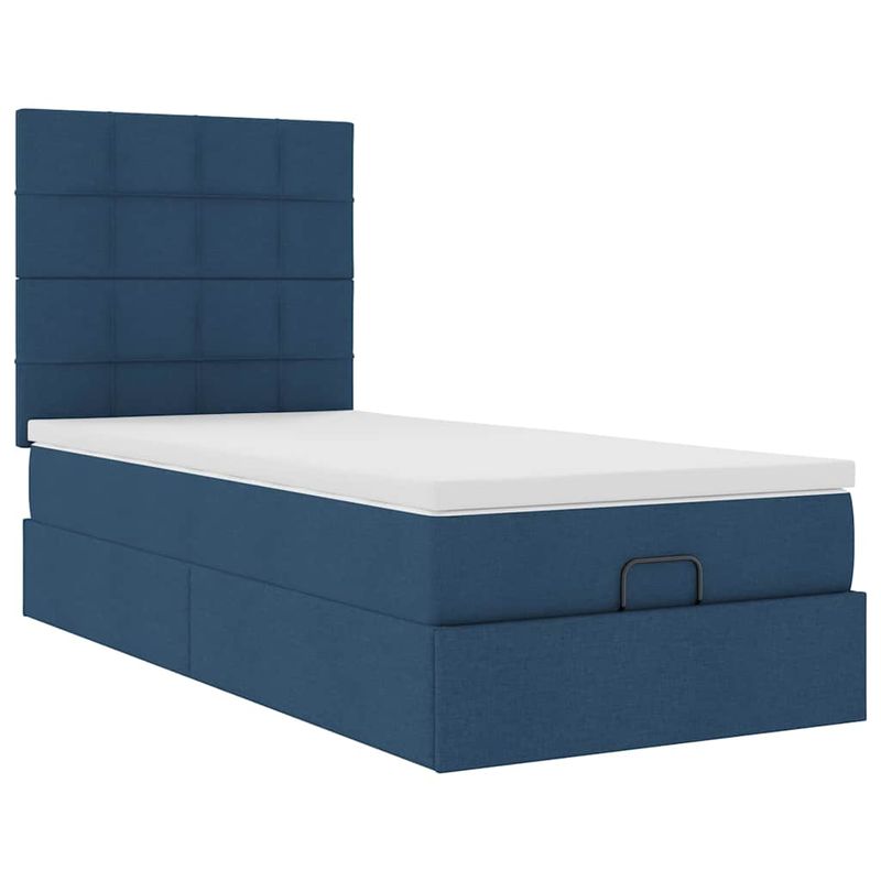 Casa si Gradina - Mobilier - Paturi si accesorii - Paturi - Cadru de pat otoman cu saltea tesatura albastra 80x200cm - Infinity.ro