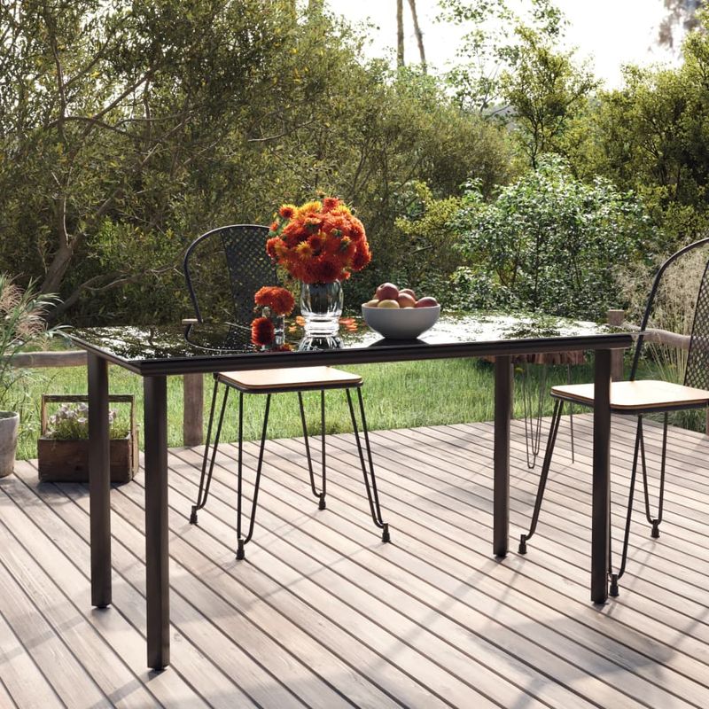 Casa si Gradina - Gradina si terasa - Mobilier exterior - Mese gradina - Masa de gradina, negru, 200x100x74 cm, otel & sticla securizata - Infinity.ro