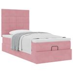 Casa si Gradina - Mobilier - Paturi si accesorii - Paturi - Cadru de pat otoman cu saltele, catifea roz 90x200cm - Infinity.ro