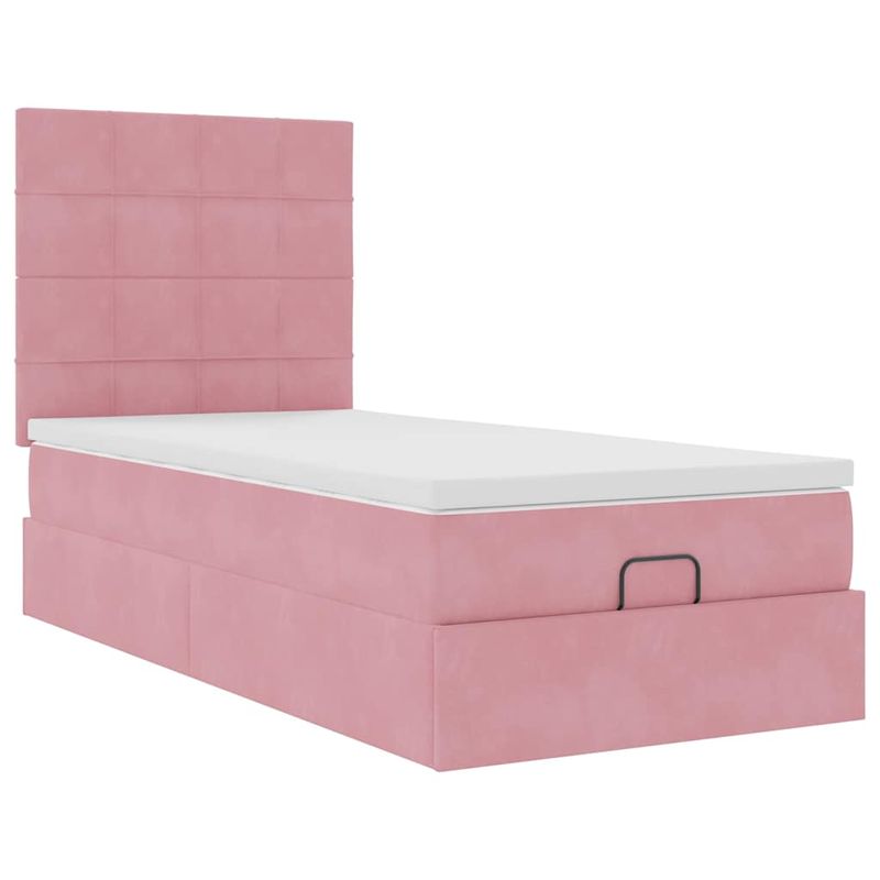 Casa si Gradina - Mobilier - Paturi si accesorii - Paturi - Cadru de pat otoman cu saltele, catifea roz 90x200cm - Infinity.ro