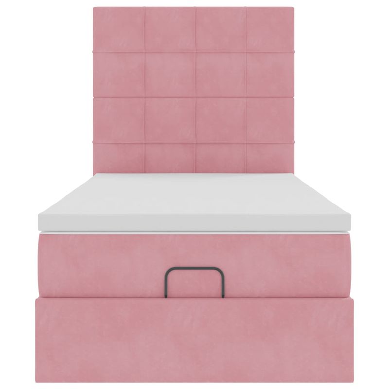 Casa si Gradina - Mobilier - Paturi si accesorii - Paturi - Cadru de pat otoman cu saltele, catifea roz 90x200cm - Infinity.ro