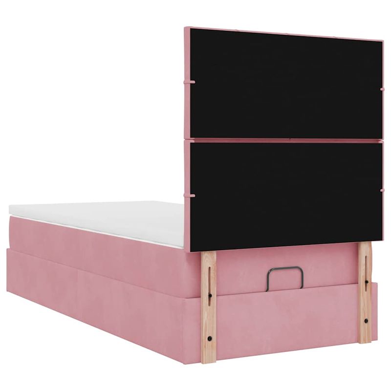 Casa si Gradina - Mobilier - Paturi si accesorii - Paturi - Cadru de pat otoman cu saltele, catifea roz 90x200cm - Infinity.ro