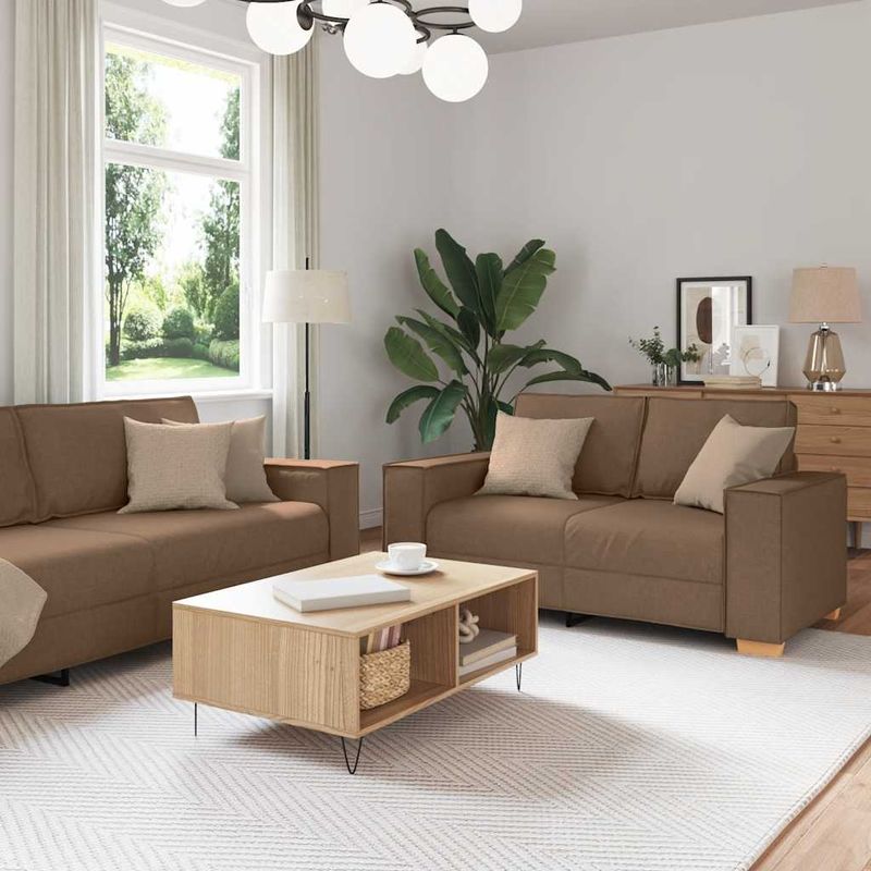 Casa si Gradina - Mobilier - Seturi de mobilier - Seturi living - Set de canapele cu perne, 2 piese, maro, textil - Infinity.ro