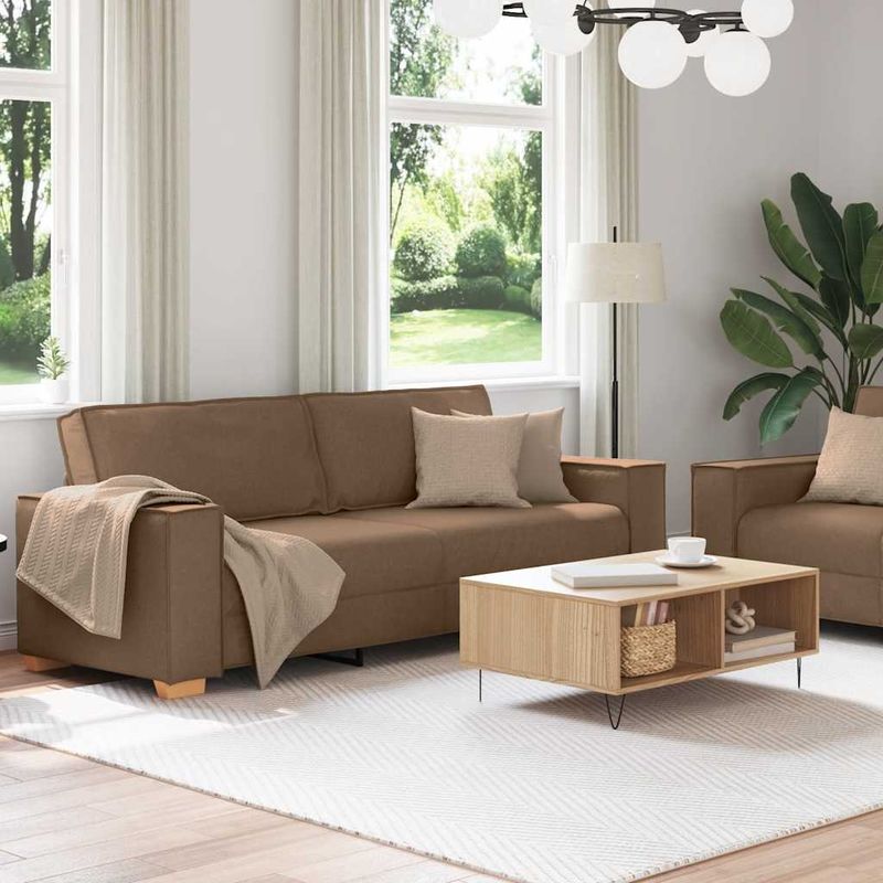 Casa si Gradina - Mobilier - Seturi de mobilier - Seturi living - Set de canapele cu perne, 2 piese, maro, textil - Infinity.ro