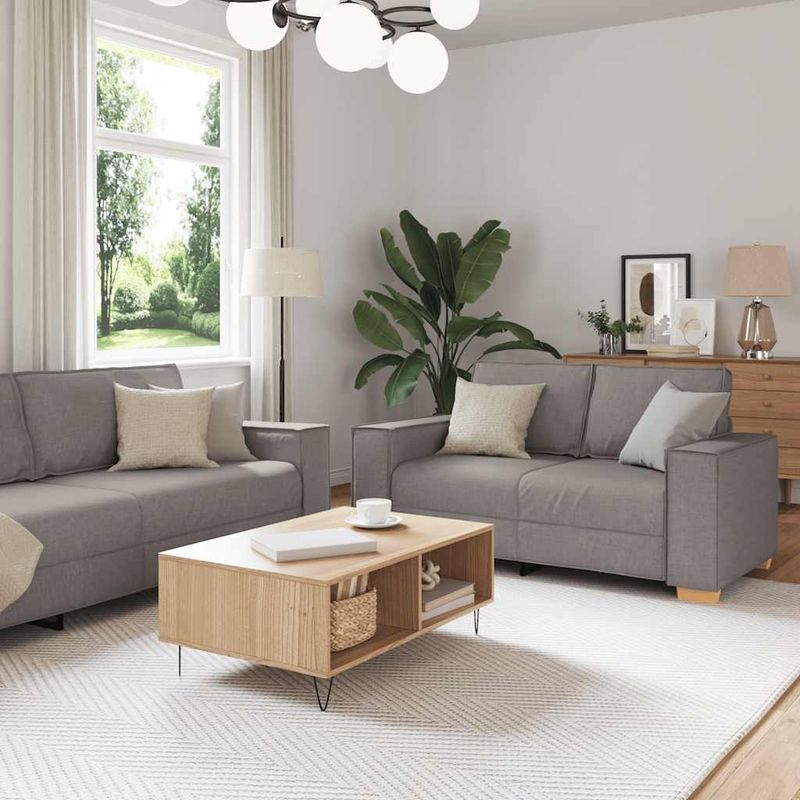 Casa si Gradina - Mobilier - Seturi de mobilier - Seturi living - Set de canapea cu perne, 2 piese, gri taupe, material textil - Infinity.ro