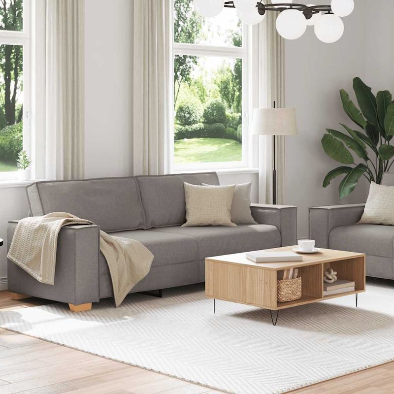 Casa si Gradina - Mobilier - Seturi de mobilier - Seturi living - Set de canapea cu perne, 2 piese, gri taupe, material textil - Infinity.ro