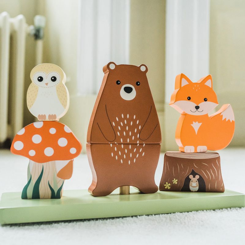 Jucarii, Copii si Bebe - Jucarii si jocuri - Jucarii & jocuri educative - Jocuri si jucarii educative - Jucarie din lemn de stivuit cu animalele padurii, Orange Tree Toys - Infinity.ro