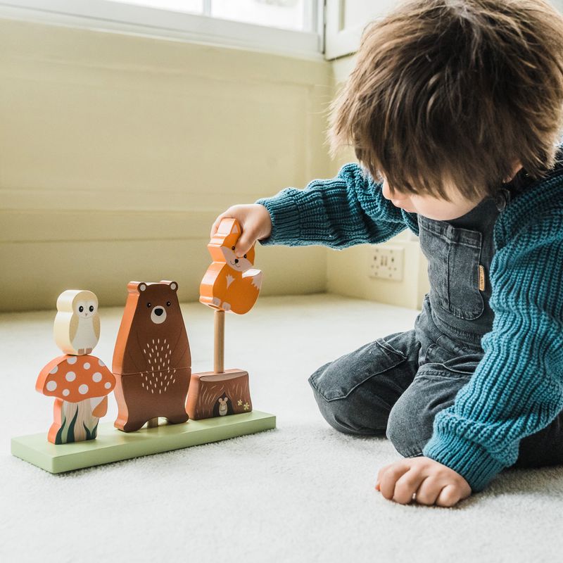 Jucarii, Copii si Bebe - Jucarii si jocuri - Jucarii & jocuri educative - Jocuri si jucarii educative - Jucarie din lemn de stivuit cu animalele padurii, Orange Tree Toys - Infinity.ro