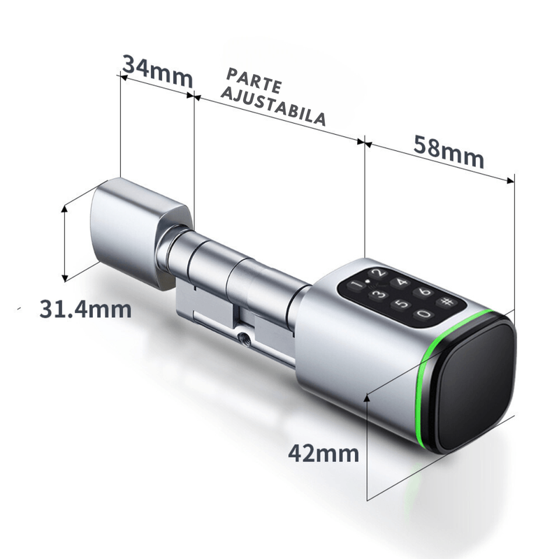 Casa si Gradina - Constructii - Feronerie si accesorii - Broaste si yale - Butuc de yala inteligent de tip incuietoare cilindrica smart lock, amprenta, aplicatie mobila, cheie mecanica, crome - Infinity.ro