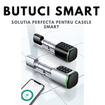 Casa si Gradina - Constructii - Feronerie si accesorii - Broaste si yale - Butuc de yala inteligent de tip incuietoare cilindrica smart lock, amprenta, aplicatie mobila, cheie mecanica, crome - Infinity.ro