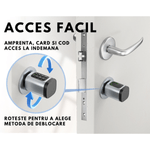 Casa si Gradina - Constructii - Feronerie si accesorii - Broaste si yale - Butuc de yala inteligent de tip incuietoare cilindrica smart lock, amprenta, aplicatie mobila, cheie mecanica, crome - Infinity.ro
