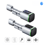 Casa si Gradina - Constructii - Feronerie si accesorii - Broaste si yale - Butuc de yala inteligent de tip incuietoare cilindrica smart lock, amprenta, aplicatie mobila, cheie mecanica, crome - Infinity.ro