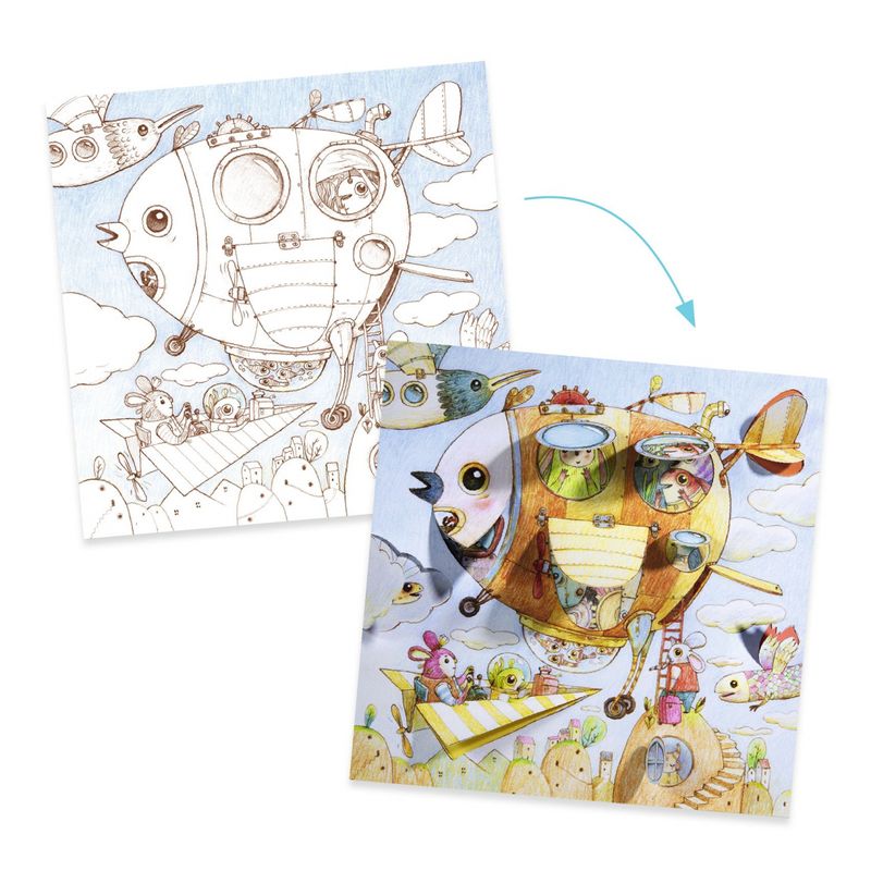 Carti si Birotica - Carti - Carti pentru copii - Carti de colorat - Planse de colorat cu surprize Calatoria lui Malo, Djeco - Infinity.ro