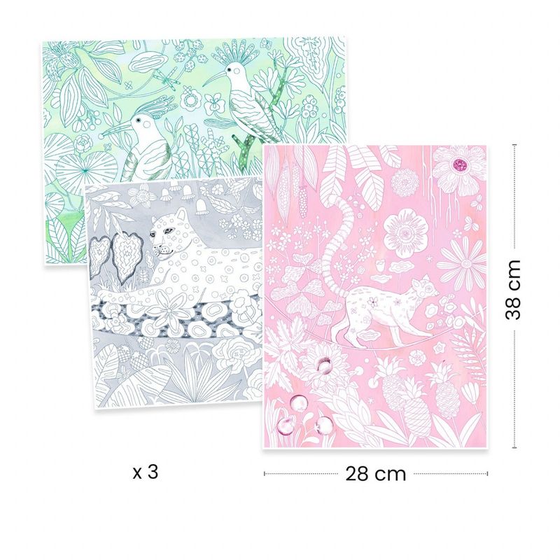 Jucarii, Copii si Bebe - Jucarii si jocuri - Jucarii & jocuri educative - Seturi pictura si desen - Mapa cu 3 postere de colorat In salbaticie, Djeco - Infinity.ro