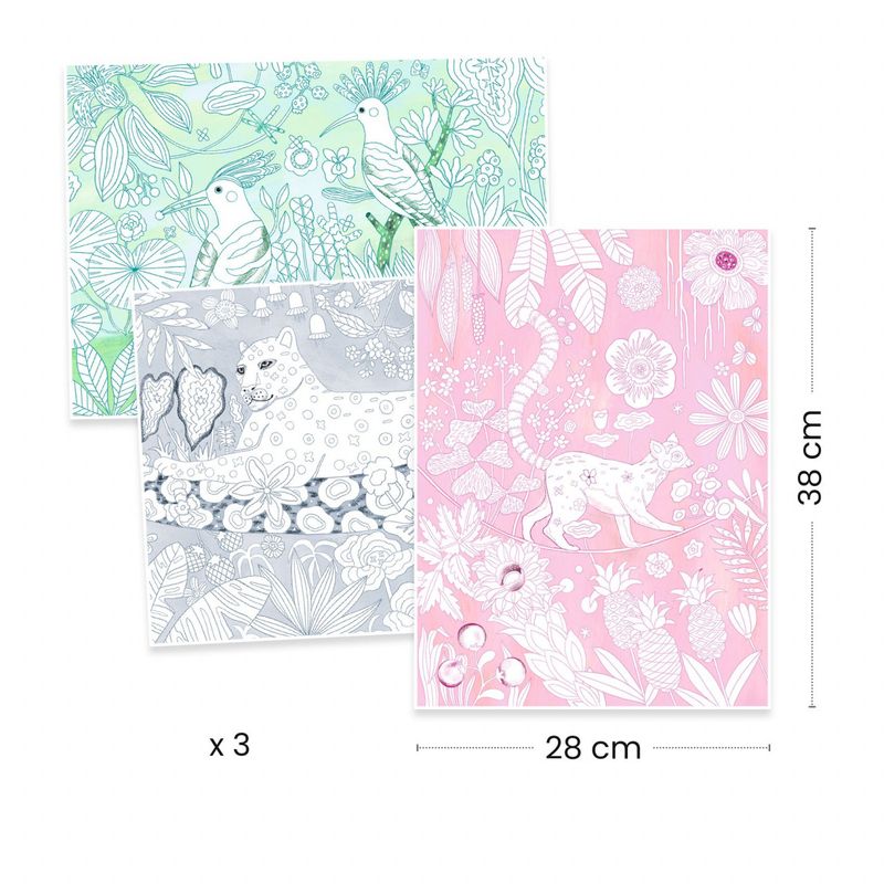 Jucarii, Copii si Bebe - Jucarii si jocuri - Jucarii & jocuri educative - Seturi pictura si desen - Mapa cu 3 postere de colorat In salbaticie, Djeco - Infinity.ro