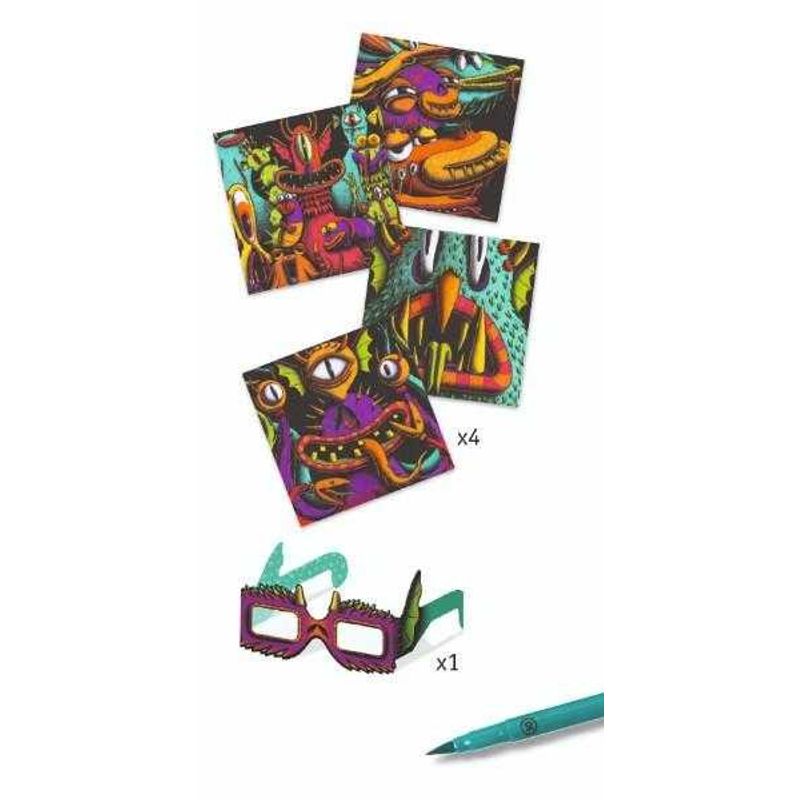 Jucarii, Copii si Bebe - Jucarii si jocuri - Jucarii & jocuri educative - Seturi pictura si desen - Atelier de colorat 3D Monstruleti simpatici, Djeco - Infinity.ro